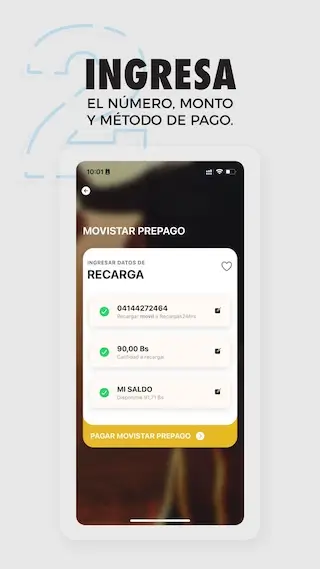 Recarga Saldo en Venezuela. Paso 2 -> Seleccionar Monto